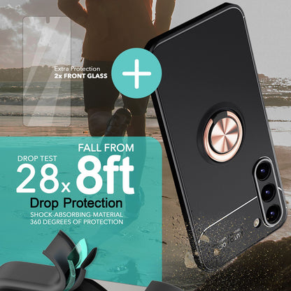 NALIA Ringhülle für Samsung Galaxy S23 – Ring-Ständer 360° & für Magnet-Halter – GRIP360 (Mattiertes Silikon Case) – Marke aus Berlin