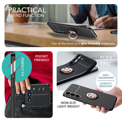 NALIA Ringhülle für Samsung Galaxy S23 – Ring-Ständer 360° & für Magnet-Halter – GRIP360 (Mattiertes Silikon Case) – Marke aus Berlin