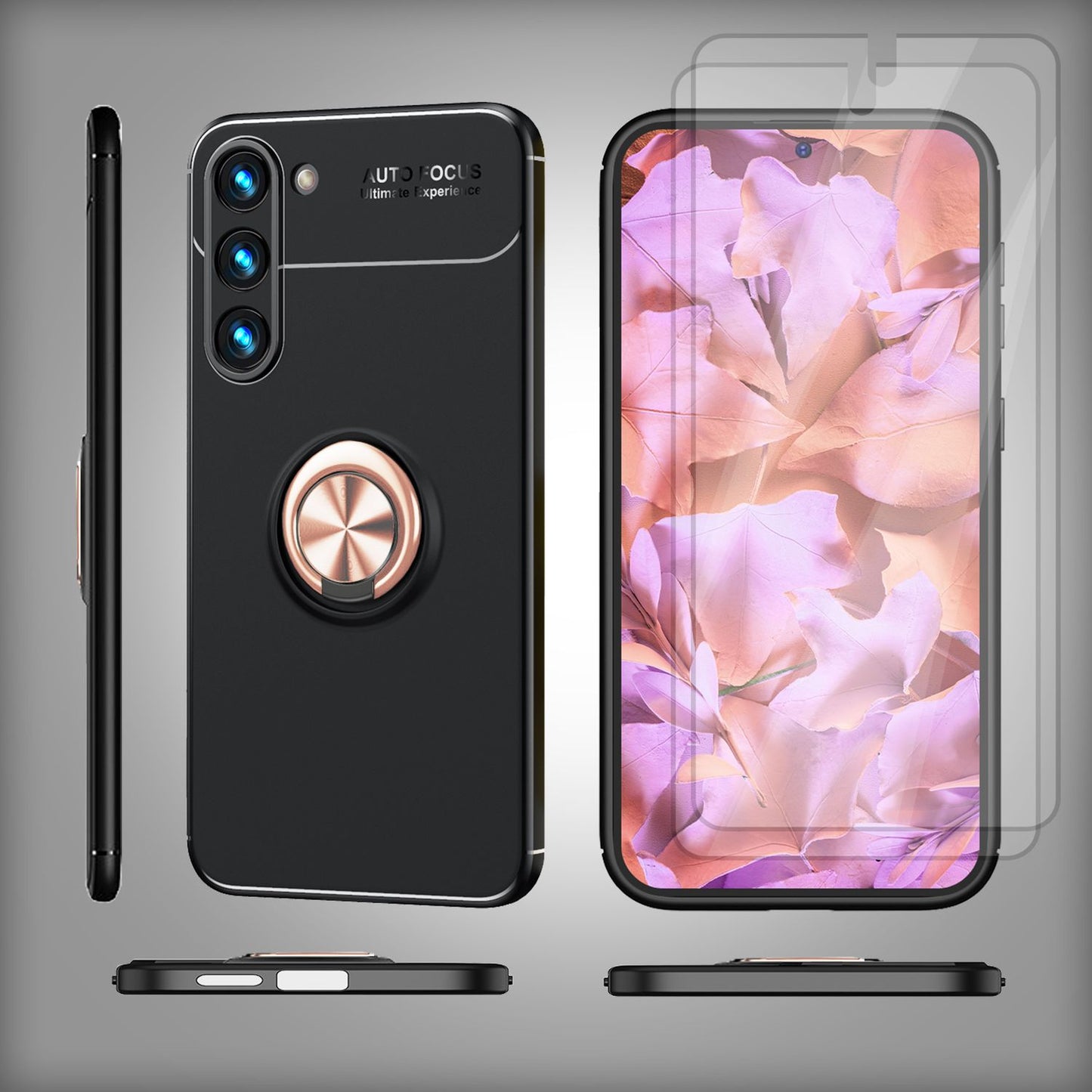 NALIA Ringhülle für Samsung Galaxy S23 – Ring-Ständer 360° & für Magnet-Halter – GRIP360 (Mattiertes Silikon Case) – Marke aus Berlin