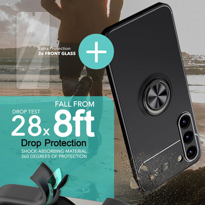 NALIA Ringhülle für Samsung Galaxy S23 Plus – Ring-Ständer 360° & für Magnet-Halter – GRIP360 (Mattiertes Silikon Case) – Marke aus Berlin