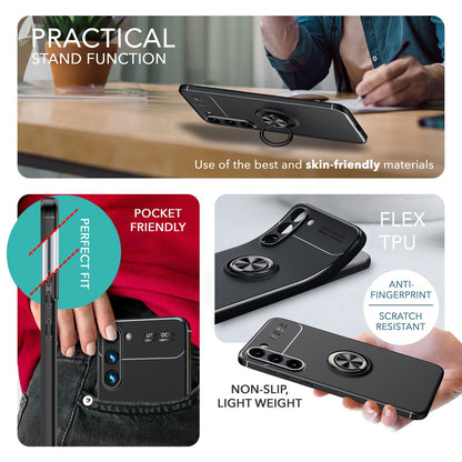 NALIA Ringhülle für Samsung Galaxy S23 Plus – Ring-Ständer 360° & für Magnet-Halter – GRIP360 (Mattiertes Silikon Case) – Marke aus Berlin