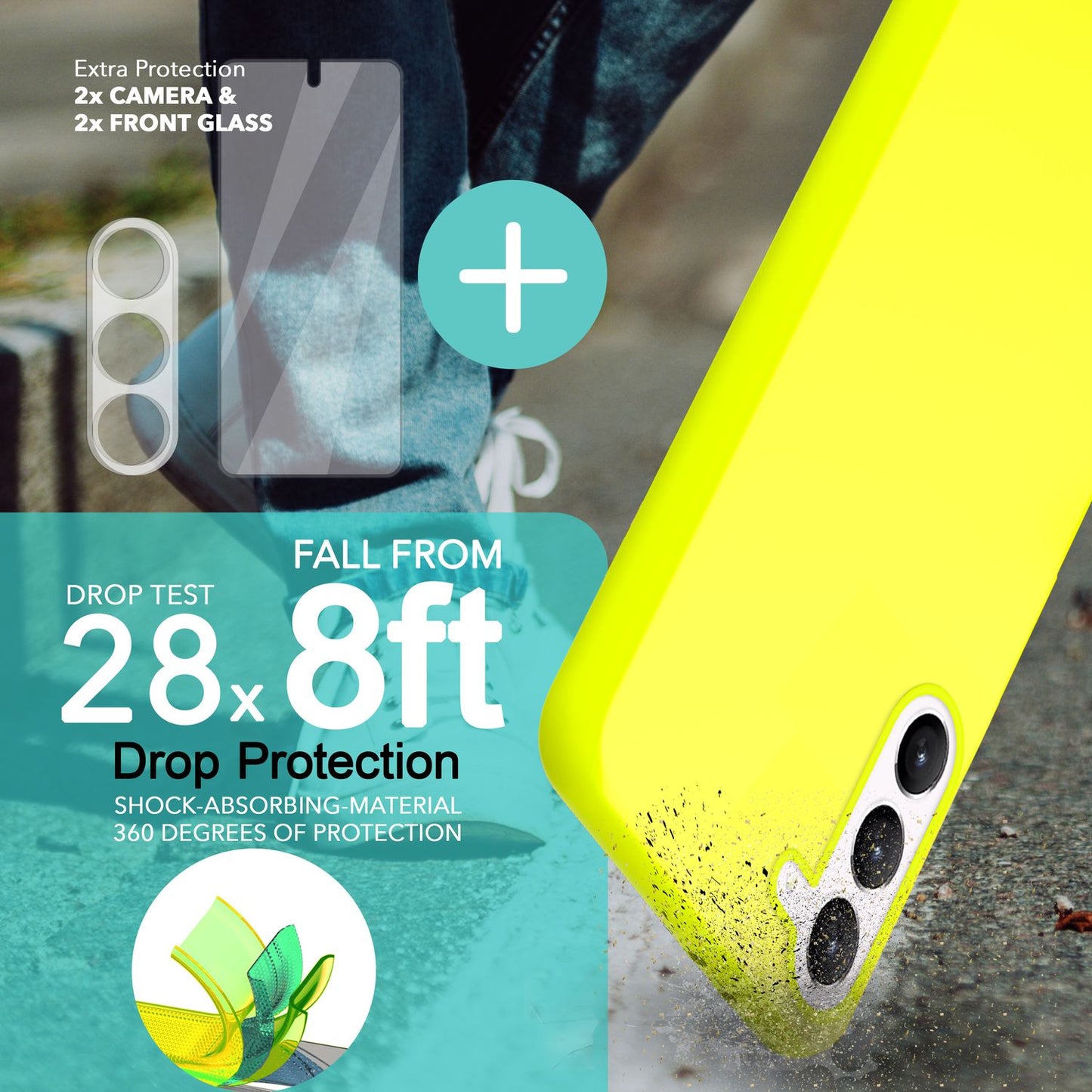 NALIA Neon Silikonhülle für Samsung Galaxy S23 – Soft-Touch & Signal-Neon – NEONSHOCK (Matte Schutzhülle) – Marke aus Berlin