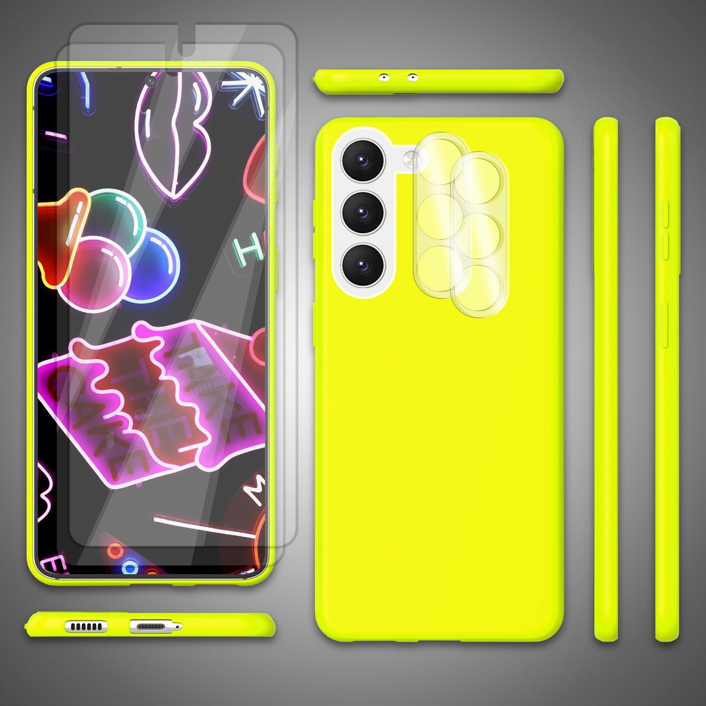 NALIA Neon Silikonhülle für Samsung Galaxy S23 – Soft-Touch & Signal-Neon – NEONSHOCK (Matte Schutzhülle) – Marke aus Berlin