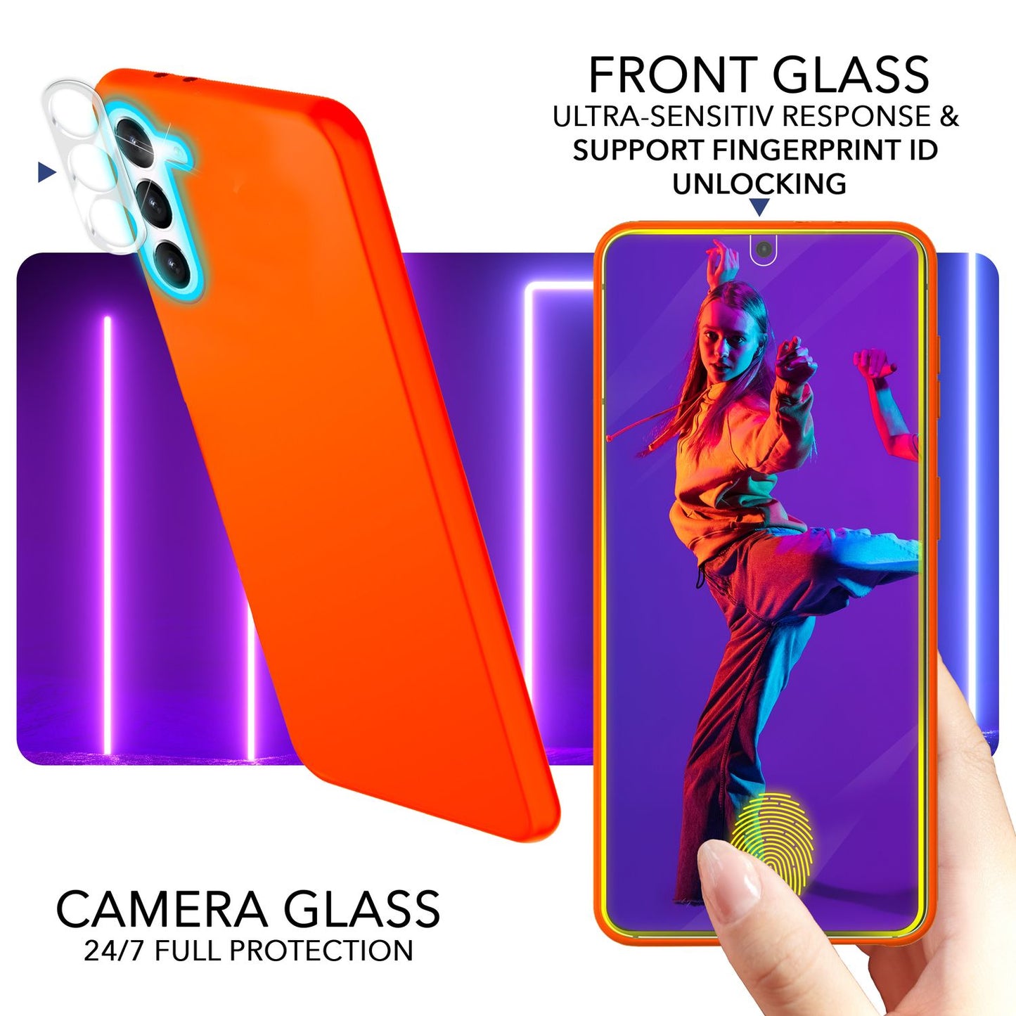 NALIA Neon Silikonhülle für Samsung Galaxy S23 Plus – Soft-Touch & Signal-Neon – NEONSHOCK (Matte Schutzhülle) – Marke aus Berlin