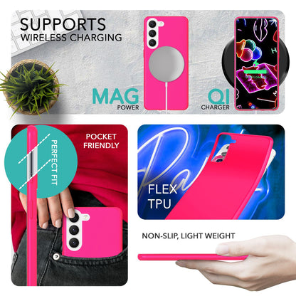 NALIA Neon Silikonhülle für Samsung Galaxy S23 Plus – Soft-Touch & Signal-Neon – NEONSHOCK (Matte Schutzhülle) – Marke aus Berlin