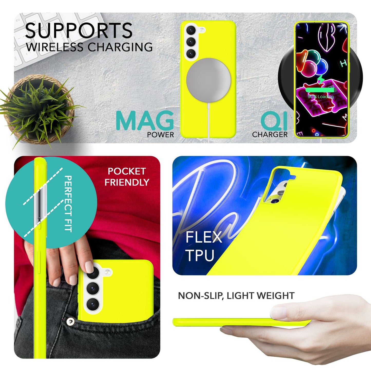 NALIA Neon Silikonhülle für Samsung Galaxy S23 Plus – Soft-Touch & Signal-Neon – NEONSHOCK (Matte Schutzhülle) – Marke aus Berlin