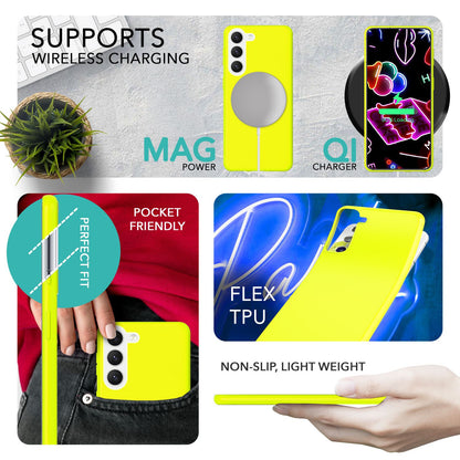 NALIA Neon Silikonhülle für Samsung Galaxy S23 Plus – Soft-Touch & Signal-Neon – NEONSHOCK (Matte Schutzhülle) – Marke aus Berlin