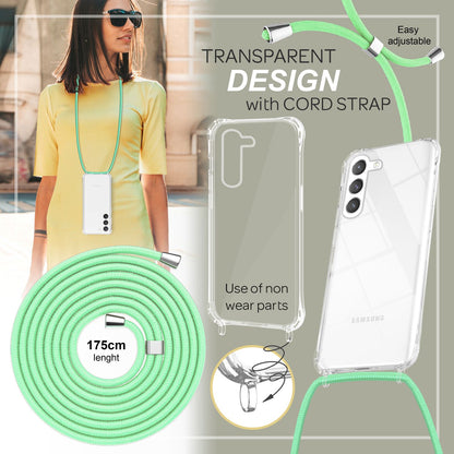 NALIA Handykette für Samsung Galaxy S23 – Transparentes Hybrid-Case & Band – HANGIT PRO (Anti-Gelb Rückseite & Verstellbar) – Marke aus Berlin