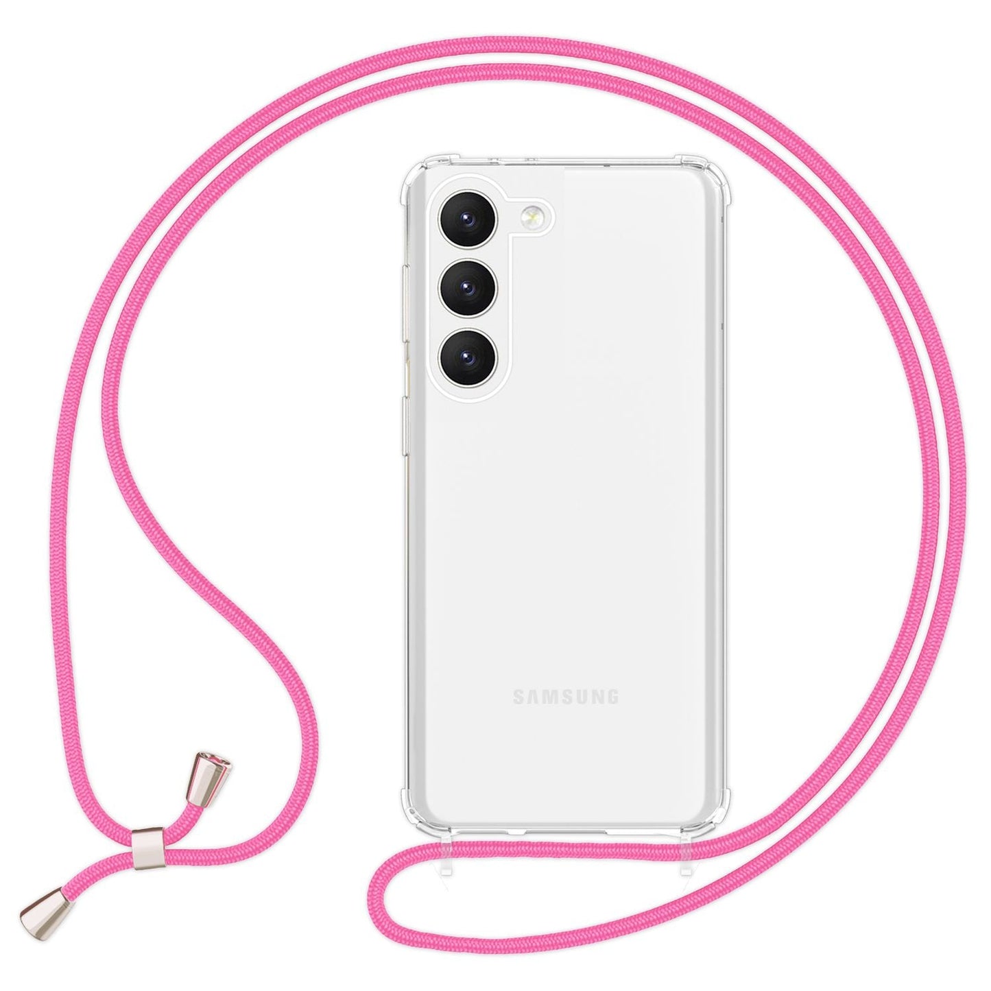 NALIA Handykette für Samsung Galaxy S23 – Transparentes Hybrid-Case & Band – HANGIT PRO (Anti-Gelb Rückseite & Verstellbar) – Marke aus Berlin
