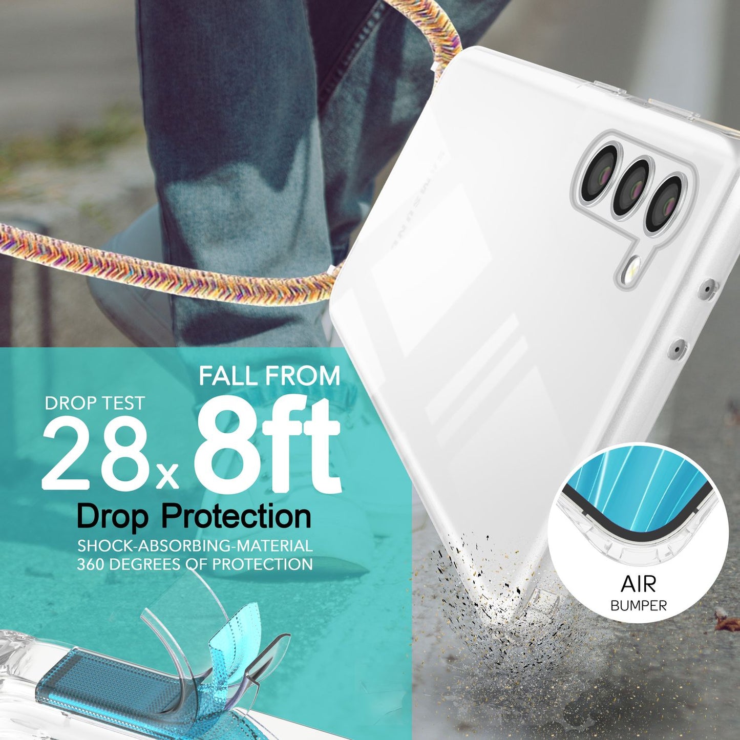 NALIA Handykette für Samsung Galaxy S23 – Transparentes Hybrid-Case & Band – HANGIT PRO (Anti-Gelb Rückseite & Verstellbar) – Marke aus Berlin