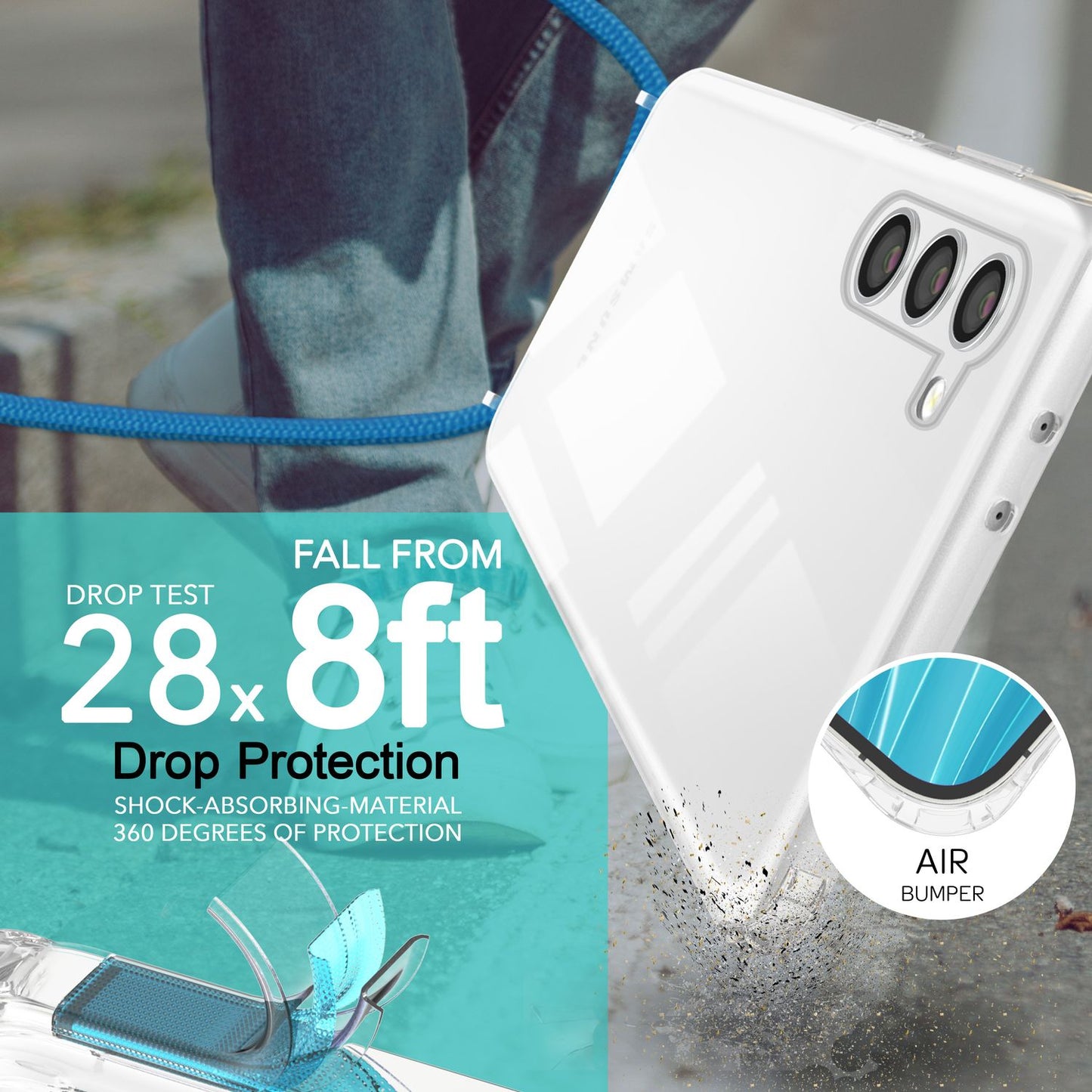 NALIA Handykette für Samsung Galaxy S23 Plus – Transparentes Hybrid-Case & Band – HANGIT PRO (Anti-Gelb Rückseite & Verstellbar) – Marke aus Berlin
