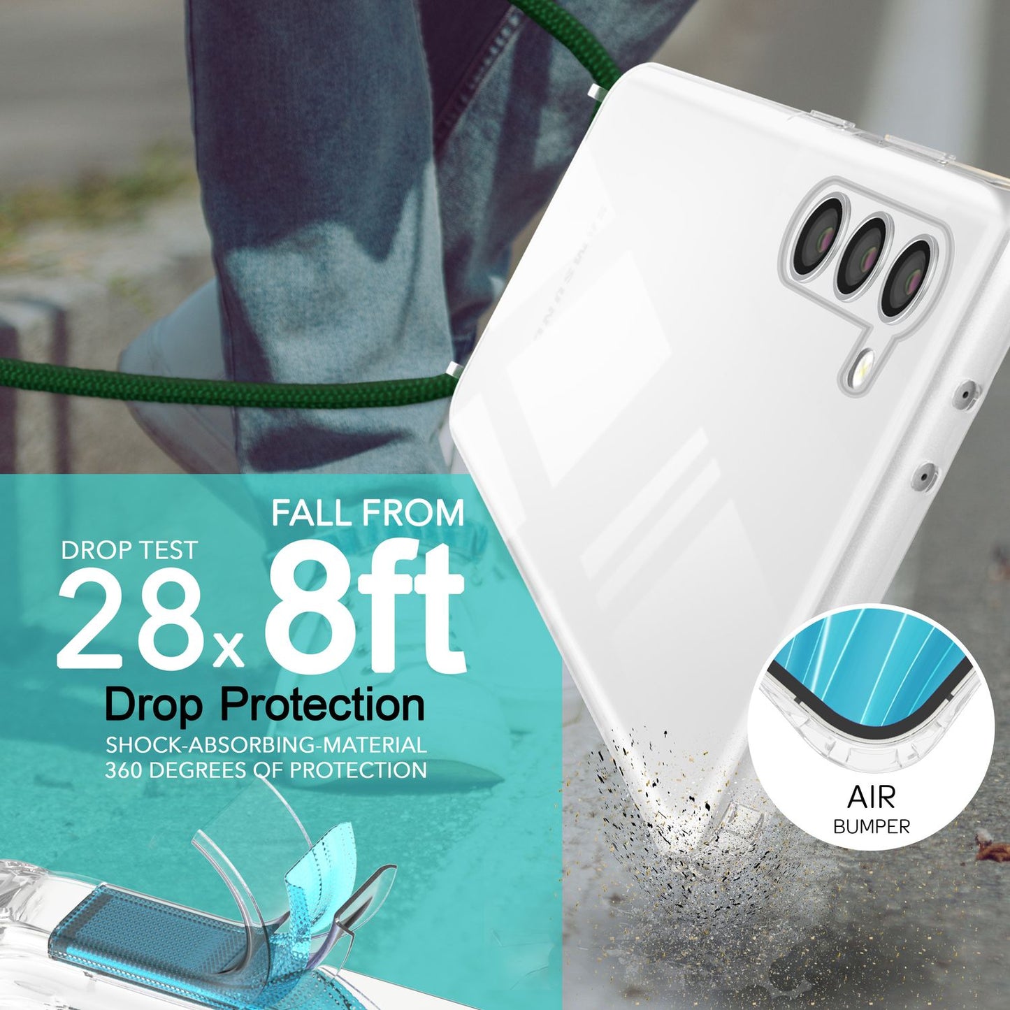NALIA Handykette für Samsung Galaxy S23 Plus – Transparentes Hybrid-Case & Band – HANGIT PRO (Anti-Gelb Rückseite & Verstellbar) – Marke aus Berlin