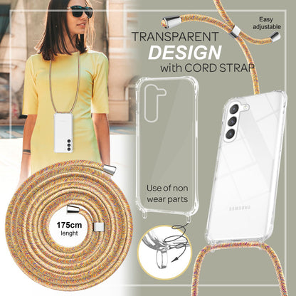 NALIA Handykette für Samsung Galaxy S23 Plus – Transparentes Hybrid-Case & Band – HANGIT PRO (Anti-Gelb Rückseite & Verstellbar) – Marke aus Berlin