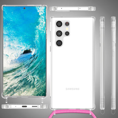 NALIA Handykette für Samsung Galaxy S23 Ultra – Transparentes Hybrid-Case & Band – HANGIT PRO (Anti-Gelb Rückseite & Verstellbar) – Marke aus Berlin