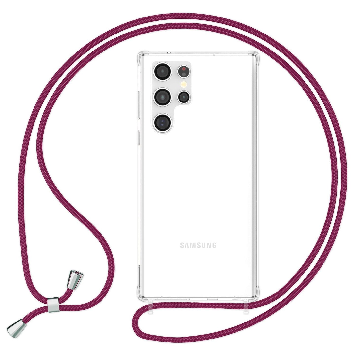 NALIA Handykette für Samsung Galaxy S23 Ultra – Transparentes Hybrid-Case & Band – HANGIT PRO (Anti-Gelb Rückseite & Verstellbar) – Marke aus Berlin