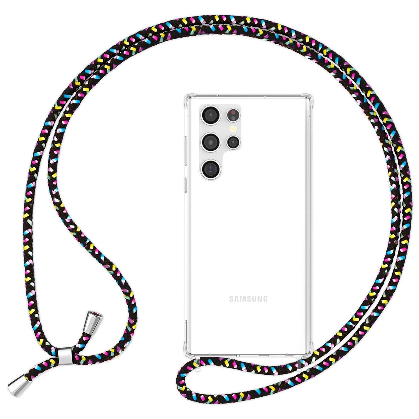 NALIA Handykette für Samsung Galaxy S23 Ultra – Transparentes Hybrid-Case & Band – HANGIT PRO (Anti-Gelb Rückseite & Verstellbar) – Marke aus Berlin