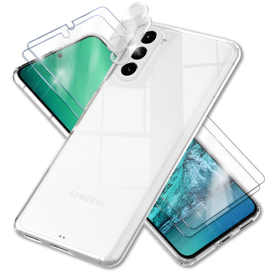 NALIA Transparente Hülle für Samsung Galaxy S23 Plus – Anti-Gelb & Stoßfest – BLYSS (Rückseite in Glas-Optik) – Marke aus Berlin