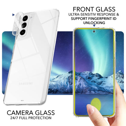NALIA Transparente Hülle für Samsung Galaxy S23 Plus – Anti-Gelb & Stoßfest – BLYSS (Rückseite in Glas-Optik) – Marke aus Berlin