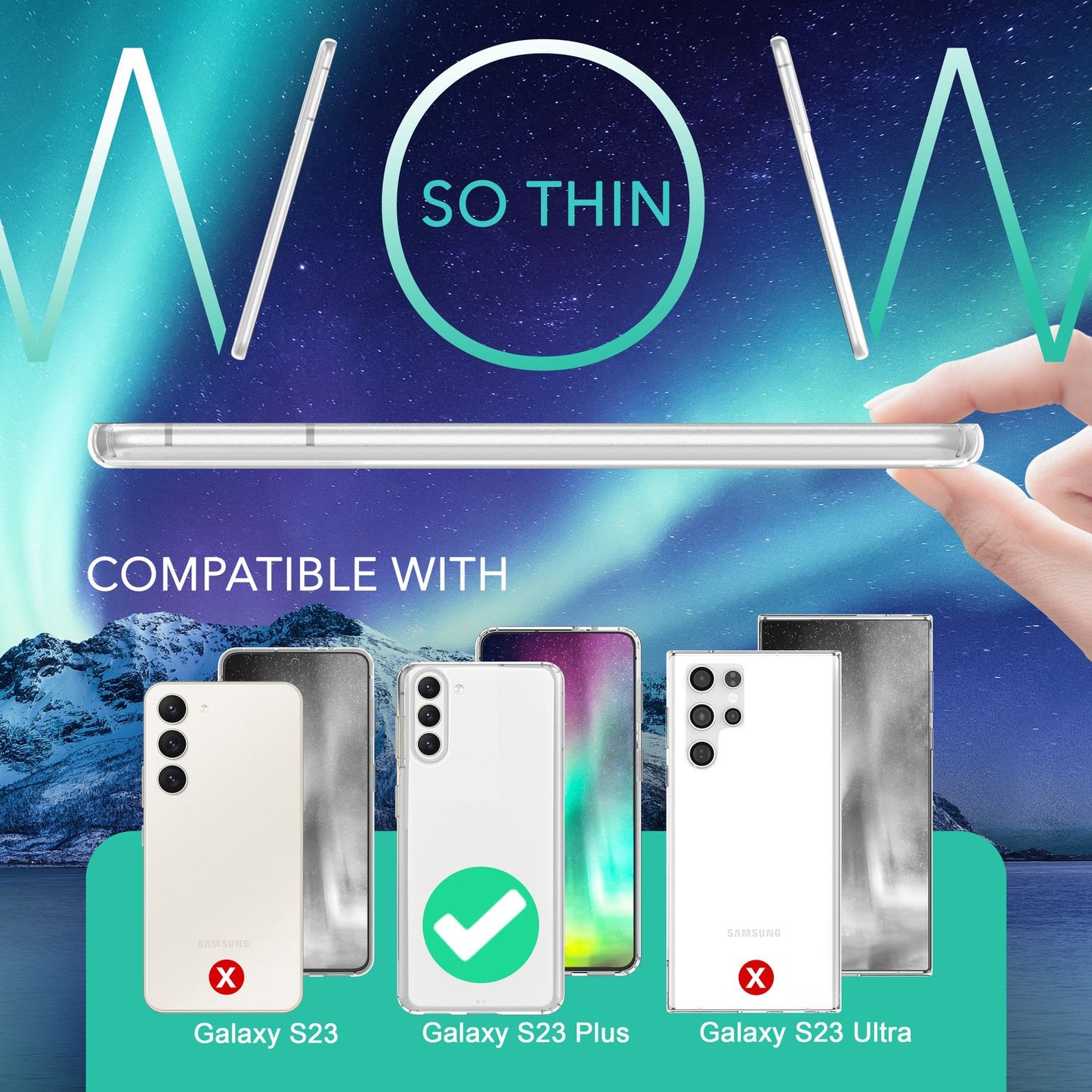 NALIA Transparente Hülle für Samsung Galaxy S23 Plus – Anti-Gelb & Stoßfest – BLYSS (Rückseite in Glas-Optik) – Marke aus Berlin