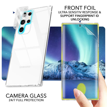 NALIA Transparente Hülle für Samsung Galaxy S23 Ultra – Anti-Gelb & Stoßfest – BLYSS (Rückseite in Glas-Optik) – Marke aus Berlin