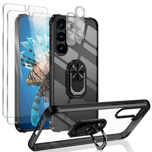 NALIA Ringhülle für Samsung Galaxy S23 – Für Magnethalter & 360° Stand – VAULT (Kristallklare Rückseite & Stoßfester Silikon-Rahmen) – Marke aus Berlin