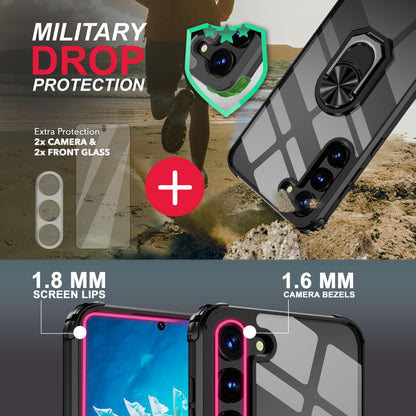 NALIA Ringhülle für Samsung Galaxy S23 Plus – Für Magnethalter & 360° Stand – VAULT (Kristallklare Rückseite & Stoßfester Silikon-Rahmen) – Marke aus Berlin