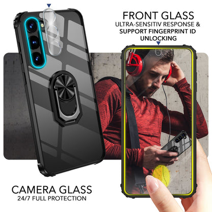 NALIA Ringhülle für Samsung Galaxy S23 Plus – Für Magnethalter & 360° Stand – VAULT (Kristallklare Rückseite & Stoßfester Silikon-Rahmen) – Marke aus Berlin
