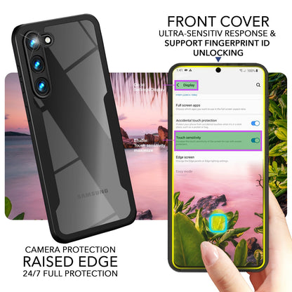 NALIA 360° Hülle für Samsung Galaxy S23 – Vergilbungsfrei & Rutschfester Matt-Rahmen – SURROUND (Full-Body Case mit Kameraschutz) – Marke aus Berlin