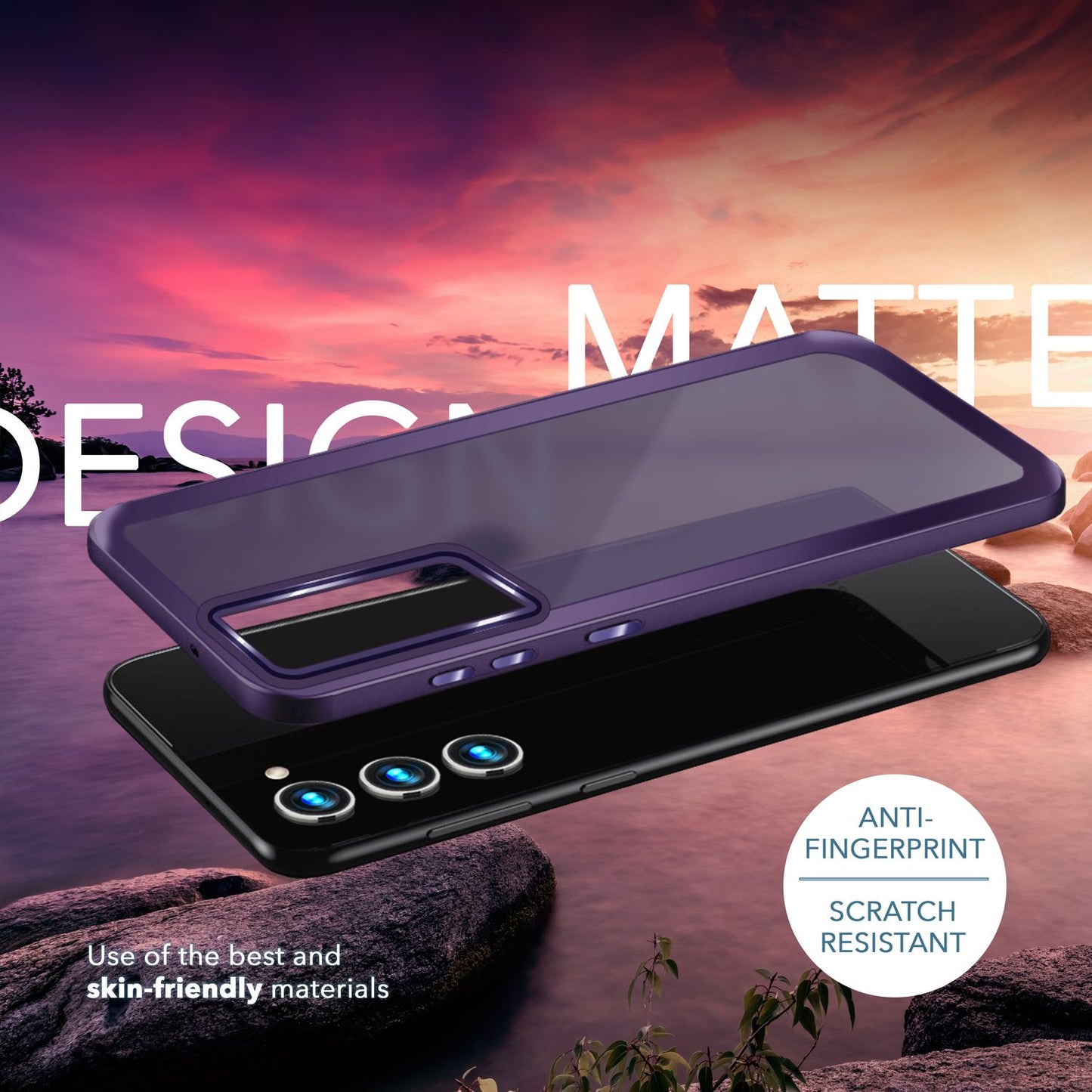 NALIA Matte Handyhülle für Samsung Galaxy S23 – Stoßfester Silikon-Rahmen & Semi-Transparent – FUZION (Anti-Fingerprint Case) – Marke aus Berlin