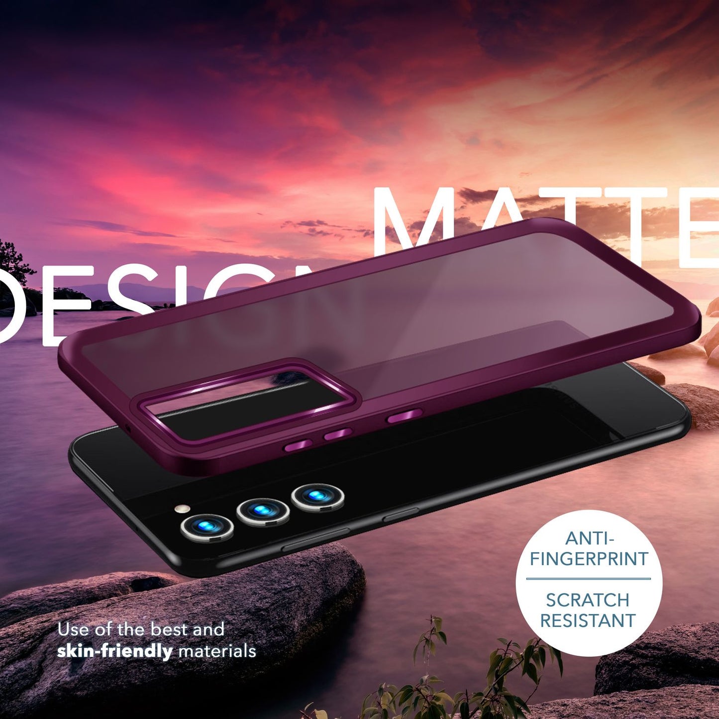 NALIA Matte Handyhülle für Samsung Galaxy S23 Plus – Stoßfester Silikon-Rahmen & Semi-Transparent – FUZION (Anti-Fingerprint Case) – Marke aus Berlin
