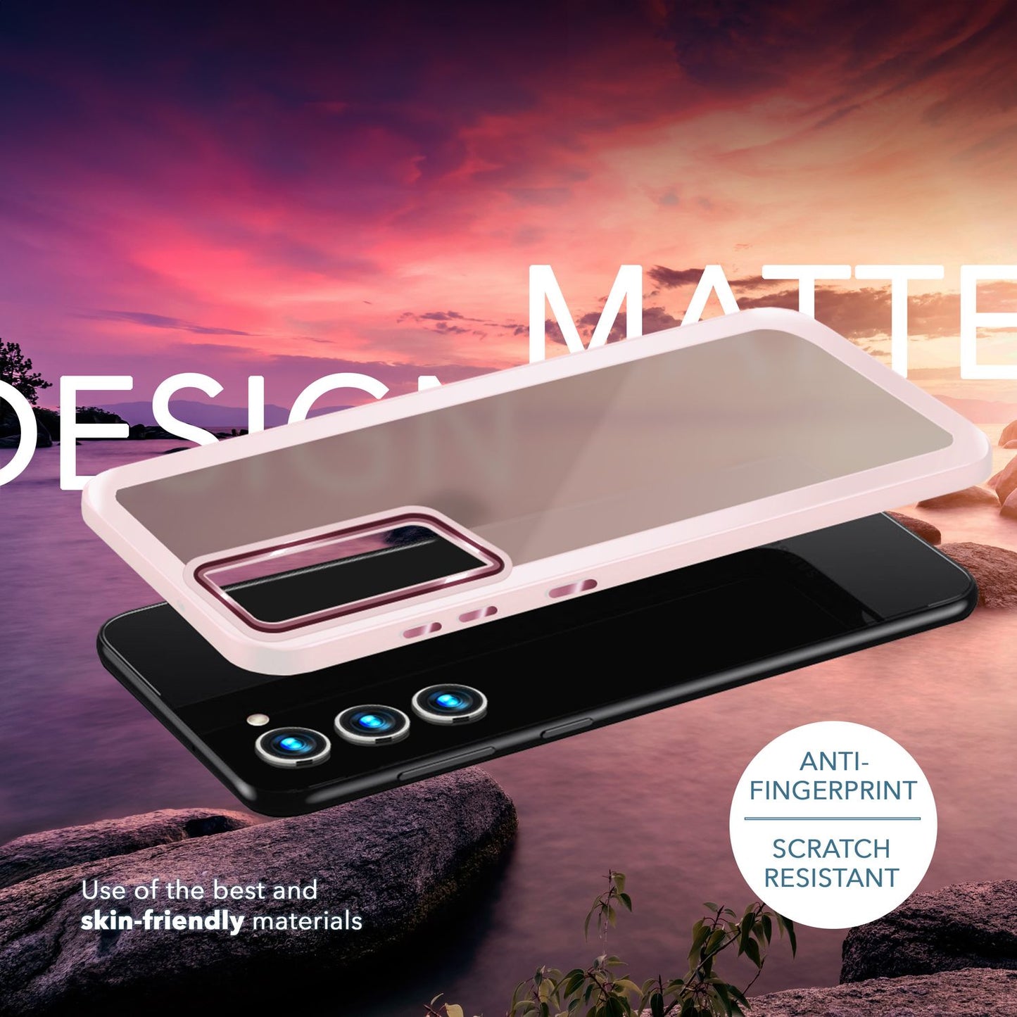 NALIA Matte Handyhülle für Samsung Galaxy S23 Plus – Stoßfester Silikon-Rahmen & Semi-Transparent – FUZION (Anti-Fingerprint Case) – Marke aus Berlin