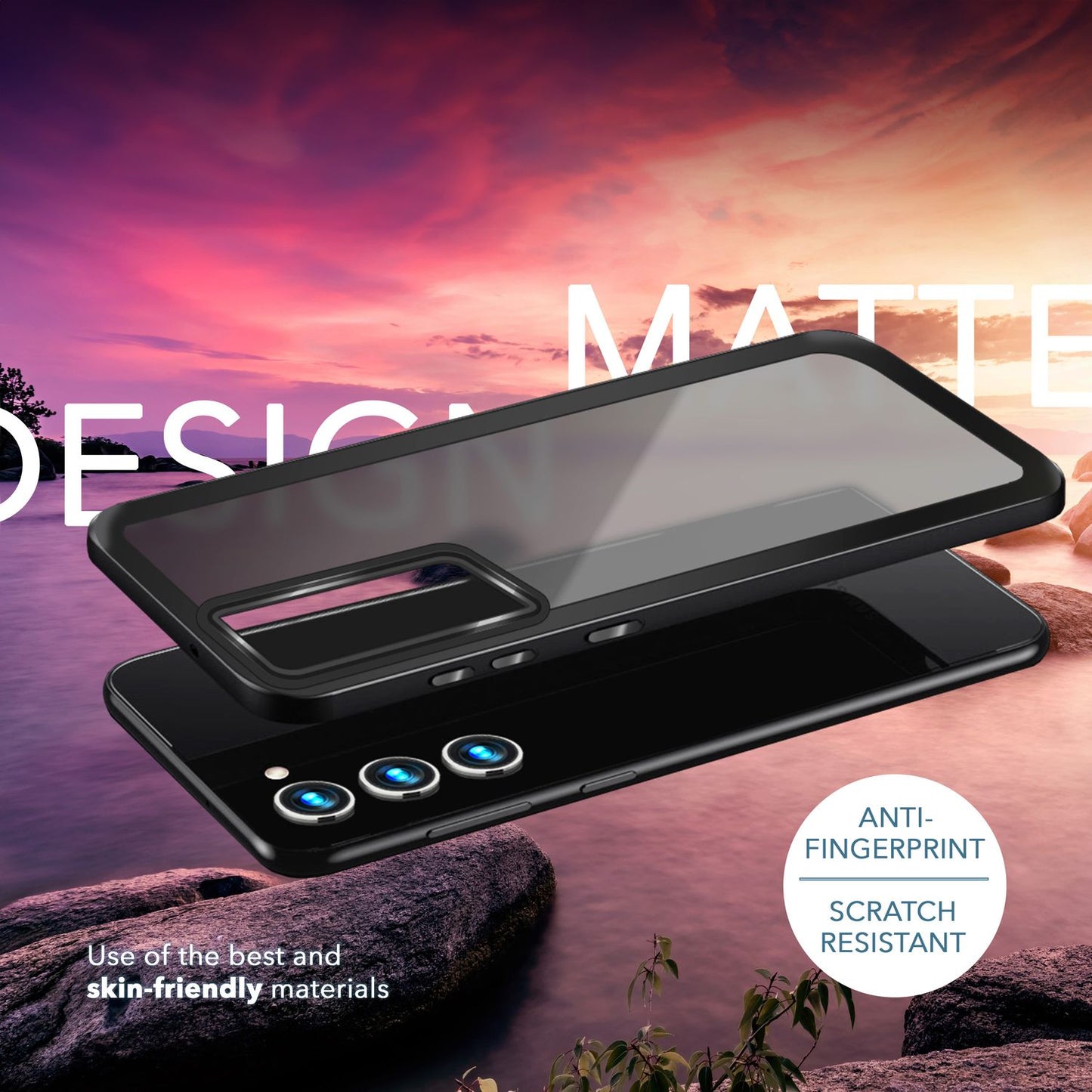 NALIA Matte Handyhülle für Samsung Galaxy S23 Plus – Stoßfester Silikon-Rahmen & Semi-Transparent – FUZION (Anti-Fingerprint Case) – Marke aus Berlin