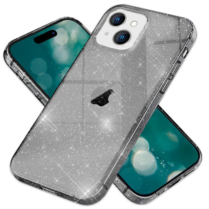 NALIA Glitzerhülle für iPhone 15 – Funkelndes Silikon Case – DAZZLIN (Transparent & Stoßfest) – Marke aus Berlin