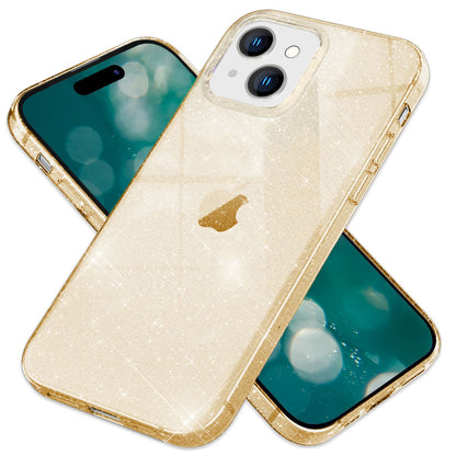 NALIA Glitzerhülle für iPhone 15 – Funkelndes Silikon Case – DAZZLIN (Transparent & Stoßfest) – Marke aus Berlin