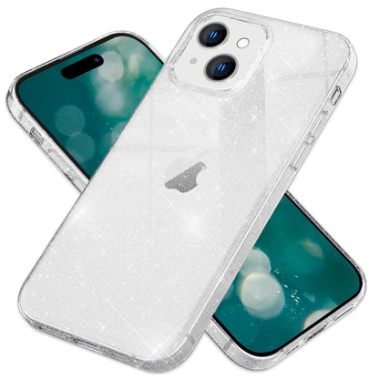 NALIA Glitzerhülle für iPhone 15 Plus – Funkelndes Silikon Case – DAZZLIN (Transparent & Stoßfest) – Marke aus Berlin