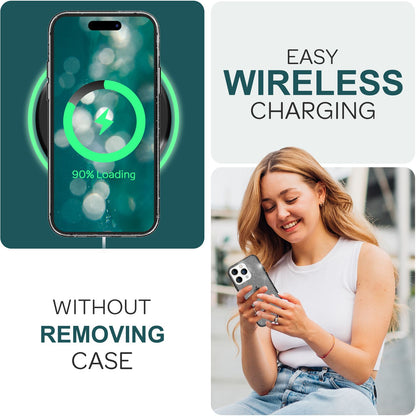 NALIA Glitzerhülle für iPhone 15 Pro – Funkelndes Silikon Case – DAZZLIN (Transparent & Stoßfest) – Marke aus Berlin