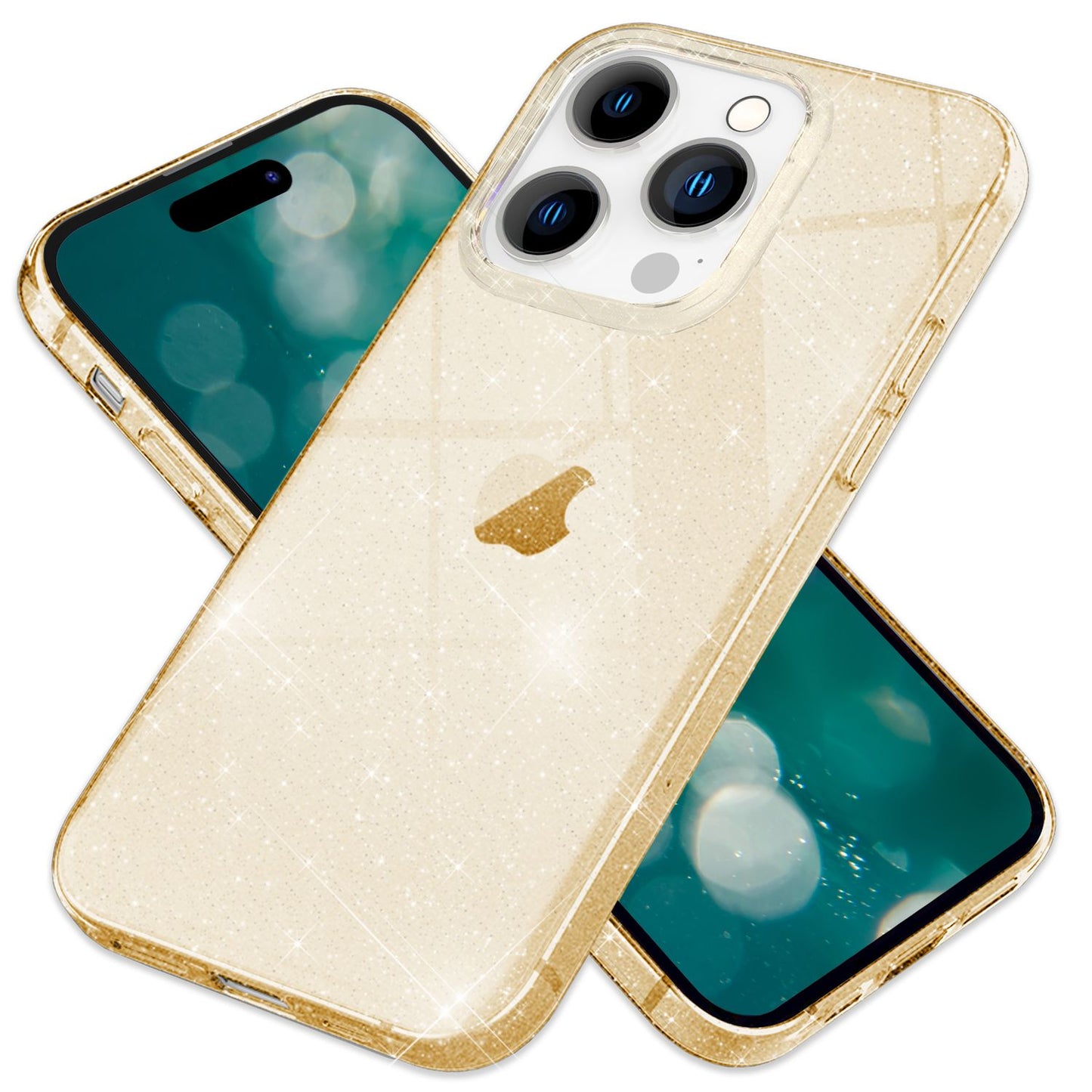 NALIA Glitzerhülle für iPhone 15 Pro Max – Funkelndes Silikon Case – DAZZLIN (Transparent & Stoßfest) – Marke aus Berlin