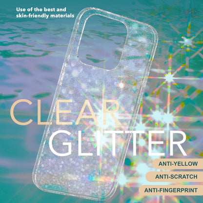 NALIA Glitzerhülle für iPhone 15 Pro Max – Funkelndes Silikon Case – DAZZLIN (Transparent & Stoßfest) – Marke aus Berlin