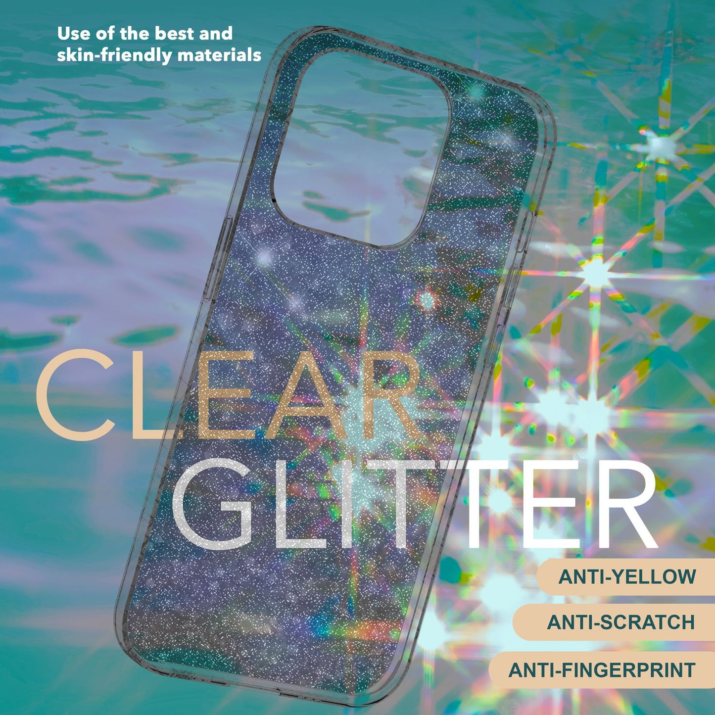 NALIA Glitzerhülle für iPhone 15 Pro Max – Funkelndes Silikon Case – DAZZLIN (Transparent & Stoßfest) – Marke aus Berlin