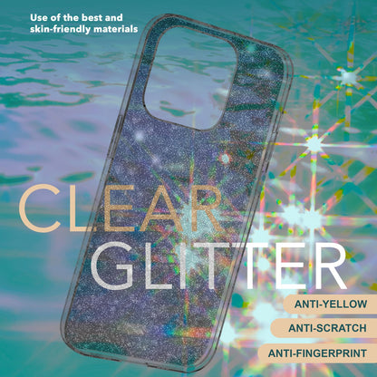NALIA Glitzerhülle für iPhone 15 Pro Max – Funkelndes Silikon Case – DAZZLIN (Transparent & Stoßfest) – Marke aus Berlin