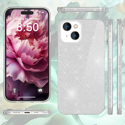 NALIA Glitzerhülle für iPhone 15 – Funkelnder Glitzer-Look & Grip – SHINEPOP (Silikon Case) – Marke aus Berlin