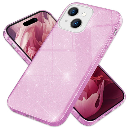 NALIA Glitzerhülle für iPhone 15 Plus – Funkelnder Glitzer-Look & Grip – SHINEPOP (Silikon Case) – Marke aus Berlin