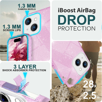 NALIA Glitzerhülle für iPhone 15 Plus – Funkelnder Glitzer-Look & Grip – SHINEPOP (Silikon Case) – Marke aus Berlin
