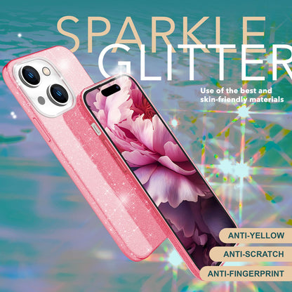 NALIA Glitzerhülle für iPhone 15 Plus – Funkelnder Glitzer-Look & Grip – SHINEPOP (Silikon Case) – Marke aus Berlin