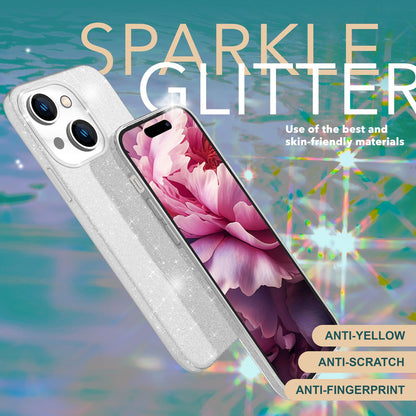 NALIA Glitzerhülle für iPhone 15 Plus – Funkelnder Glitzer-Look & Grip – SHINEPOP (Silikon Case) – Marke aus Berlin