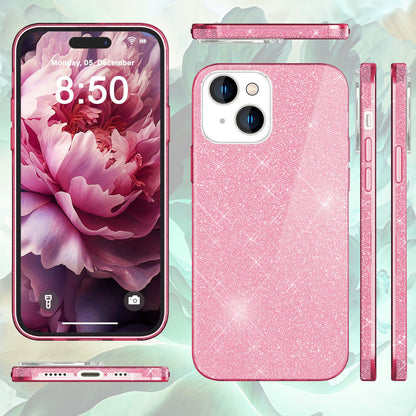 NALIA Glitzerhülle für iPhone 15 Plus – Funkelnder Glitzer-Look & Grip – SHINEPOP (Silikon Case) – Marke aus Berlin