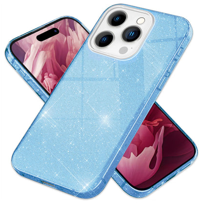 NALIA Glitzerhülle für iPhone 15 Pro – Funkelnder Glitzer-Look & Grip – SHINEPOP (Silikon Case) – Marke aus Berlin