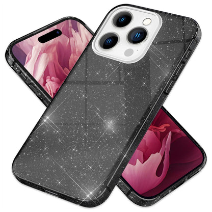 NALIA Glitzerhülle für iPhone 15 Pro – Funkelnder Glitzer-Look & Grip – SHINEPOP (Silikon Case) – Marke aus Berlin