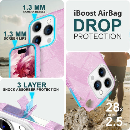 NALIA Glitzerhülle für iPhone 15 Pro – Funkelnder Glitzer-Look & Grip – SHINEPOP (Silikon Case) – Marke aus Berlin
