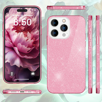 NALIA Glitzerhülle für iPhone 15 Pro Max – Funkelnder Glitzer-Look & Grip – SHINEPOP (Silikon Case) – Marke aus Berlin